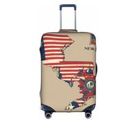 Hgvcse Travel New Jersey Flag Map01 - Copertura protettiva per valigia, 45-81 cm, accessorio essenziale, bianco, medio, Bianco, Medium