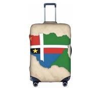 Hgvcse Travel Sao Tome And Principe Flag Map02 - Copertura per valigia, 45-81 cm, accessorio essenziale per le vacanze, bianco, Large