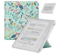 HGWALP Custodia protettiva compatibile con 7" Kobo Libra Colore (2024) / Kobo Libra 2 (2021) eReader, Clear Soft TPU Custodia posteriore con Auto Sleep/Wake e Stand,Spring Bloom
