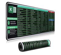 HGWALP Excel, Tappetino da scrivania per mouse Excel, con scorciatoie, grande XXL, tappetino per mouse da gioco, tappetino da scrivania per tastiera e mouse, tappetino antiscivolo per computer con