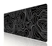 HGWALP Grande tappetino Nero Topografico per mouse gioco&Extended XXL tappetino per mouse da gioco per computer, lungo pad da scrivania con bordi cuciti per tastiera Ufficio giochi lavoro pad 90x40CM