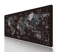 HGWALP Grande tappetino per mouse da gioco nero Mappa del mondo Mouse Pad con base in gomma antiscivolo, Extended XXL Long Keyboard Pad Big Mouse Pad per scrivania, 31,5 X 11,8 pollici