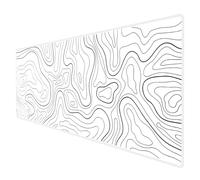 HGWALP Grande tappetino Topografico bianco per mouse da gioco&Extended XXL tappetino per mouse da gioco per computer, lungo pad da scrivania con bordi cuciti per tastiera Ufficio giochi pad (90x40CM)