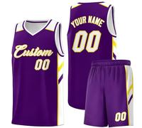 HGWOPGASD Maglia e pantaloncini da basket 2 set Maglie da basket personalizzate Tuta con nome e numero della squadra per adulti e bambini A19