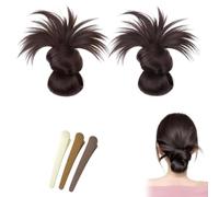 Hgyugrf - Parrucca a chignon con clip, con clip, per donne (marrone scuro + nero marrone)