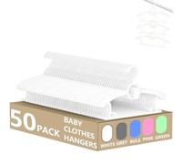 HGYZE Grucce per Armadio, 50 Pezzi, Bianco, in Plastica, 27,9-35,6 cm, Posatoi Regolabili per Neonati, Antiscivolo, Abbigliamento per Bambini