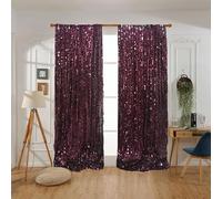 HH 9X8FT Champagne Sequin Curtain Backdrop Panel for Wedding Party Christmas Party Curtains Glitter Photo Background for Wedding Baby Shower Stage Home Decorations(Burgundy,W 96" x L 108" (2 Panels))