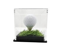 HH-GOLF Espositore per palline da golf in acrilico trasparente, vetrina per palline da golf per foro in una palla, vetrina trasparente per palline da golf singola con base erba (display per palline da