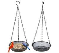 HH-LIFE 2 pc Nero Mangiatoia per Uccelli in Rete Vassoio di Sospensione in Rete Mangiatoia per Uccelli da Appendere Rotondo Ø21,5 cm