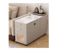 Hhaoran-9868 Credenza a buffet Divano Credenza Rock Slab Tavolino Soggiorno Tavolo da tè domestico Tavolino rimovibile Mobile a buffet(Khaki,80x40x60cm)