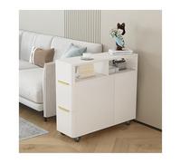 Hhaoran-9868 Credenza a buffet Tavolino ultra stretto Divano Credenza Armadi laterali Tavolino rimovibile Tavolo angolare Armadietto stretto Armadietto sandwich Mobile a buffet(Bianco,Grande)