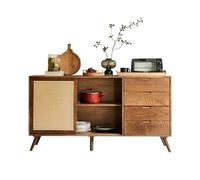 Hhaoran-9868 Mobiletto decorativo Credenza in rattan for uso domestico, armadio multifunzionale a secchiello con doppia porta in legno massello Mobiletto portaoggetti in stile fattoria