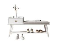 Hhaoran-9868 Panca per scarpe a 2 livelli, con cassetti, scarpiera, panca con seduta per ingresso, corridoio, porta di casa, porta, ideale per riporre le scarpe (colore: bianco)
