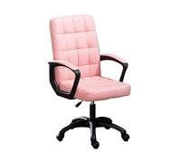 Hhaoran-9868 Sedia da gioco per computer Sedia da scrivania girevole in morbida pelle PU con sedile e braccioli imbottiti, sedia da ufficio imbottita con schienale medio e altezza regolabile(Pink)