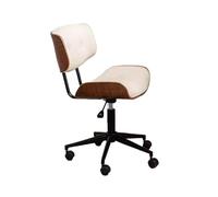 Hhaoran-9868 Sedia da gioco per computer Sedia da ufficio girevole con comoda sedia da ufficio in legno retrò regolabile in pelle adatta for l'ufficio a casa(Bianco)