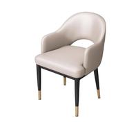Hhaoran-9868 Sedia da soggiorno Sedie da pranzo moderne della metà del secolo in ecopelle con braccioli, sedile imbottito, gambe in metallo for cucina sala da pranzo Sedie da pranzo(Beige)