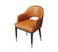 Hhaoran-9868 Sedia da soggiorno Sedie da pranzo moderne della metà del secolo in ecopelle con braccioli, sedile imbottito, gambe in metallo for cucina sala da pranzo Sedie da pranzo(Orange)