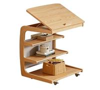 Hhaoran-9868 Tavolino Laterale Bedside Cabinet Storage Cabinets Flip Tables Sliding Book Shelf Decorative Tavolino da caffè in accento per soggiorno(Wood color)