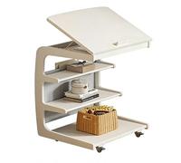 Hhaoran-9868 Tavolino Laterale Bedside Cabinet Storage Cabinets Flip Tables Sliding Book Shelf Decorative Tavolino da caffè in accento per soggiorno(Bianco)