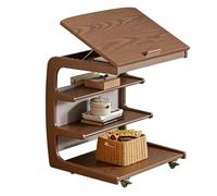 Hhaoran-9868 Tavolino Laterale Bedside Cabinet Storage Cabinets Flip Tables Sliding Book Shelf Decorative Tavolino da caffè in accento per soggiorno(Walnut)