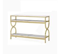 Hhaoran-9868 Tavolino laterale Tavolo consolle a 3 ripiani con ripiani portaoggetti aperti, tavolo d'ingresso con piano in finto marmo Tavolo consolle