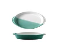 Hhaoran-9868 Teglia da forno in ceramica Piatto da forno creativo di riso al in ceramica biauricolare for microonde verdure Stoviglie Ciotola for la casa Teglia da forno(Green,10 inches)