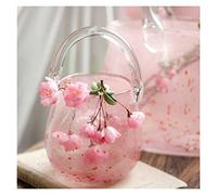 Hhaoran-9868 Vaso rosa secchio di vetro borsa decorazione casa vaso di fiori decorazione pezzo creativo Internet celebrità in stile idroponico vaso retrò adatto per sala da pranzo e soggiorno