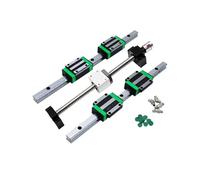 HHB18I 2pcs HGR20 Linear Guide Rail+4 Slider Blocks+1 Kit Ball Screw SFU1605 SFU1610 SFU2005 SFU2010 for CNC Part XYZ Axis Router(SFU2010 HGW20CC,350mm)