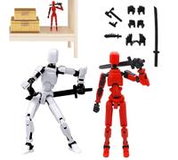 HhBdy 2 Pezzi Figura D'Azione Toy 13 Stampa 3D di Figure Mobili Robot Action Figure Modello Mobile Multi Snodato Stampato in 3D con 4 Armi e 3 Gesti (Giallo, Blu)