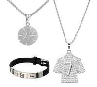 HhBdy 3 Pezzi Collana Ragazzo, Braccialetto Donna Sport Braccialetti Lega, Collana Bambino con Ciondolo a Forma di Pallone da Calcio, Bracciale Ragazzo Regolabile per Scena Sportiva