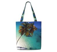 hhbiuuo Beach Coconut Sunshine Print - Borsa larga da donna, in tela, riutilizzabile, per viaggi, lavoro, uso quotidiano