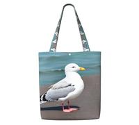 hhbiuuo Borsa larga da donna con stampa di gabbiani, riutilizzabile, in tela, per viaggi, lavoro, uso quotidiano