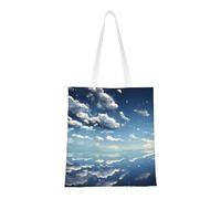 hhbiuuo Borsa tote in tela con stampa di cielo blu e nuvole bianche, borsa da donna riutilizzabile per la spesa, borsa per la spesa, borsa per la spesa, per lavoro, viaggi, palestra