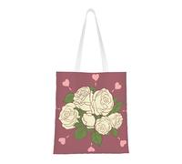 hhbiuuo Borsa tote in tela con stampa rosa bianca dell'amore, borsa da donna, riutilizzabile, borsa per la spesa, borsa per la spesa, borsa per la spesa, per lavoro, viaggi, palestra