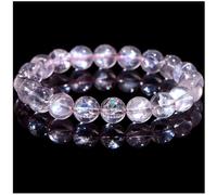 HHCTEBEC Bracciale al Quarzo Rosa, Braccialetti Naturali Fatti a Mano Bracciale Elasticizzato con Pietra preziosa Rosa Naturale per l'energia positiva dell'amore, Meditazione Yoga Unisex,11MM