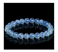 HHCTEBEC Bracciale Elasticizzato con Vera Acquamarina per Donna e Uomo, Perline di Cristallo Azzurro Naturale per Il Chakra della Gola, Comunicazione Calma energia Yoga, Regalo Compleanno,7a,7MM
