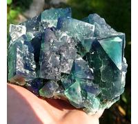 HHCTEBEC Cluster di Cristallo di Fluorite Verde Naturale Geode Druzy Specimen Minerale Pietra Grezza Druzy Quarzo Cristallo curativo per Meditazione, Stregoneria, Arredamento per la casa,300~400g