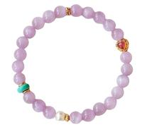 HHCTEBEC Collezione Natural Braccialetti curativi Perline di Pietre preziose per Uomini e Donne Promuove la Protezione, Pietra preziosa Viola Kunzite Pietra Rotonda Perline di Cristallo