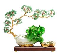 HHCTEBEC Ornamento di Cavolo in Resina Feng Shui Scultura di Verdure in Giada Figurina Decorativa per la Decorazione del Desktop di Home Office Che simboleggia la ricchezza e la prosperità,Verde