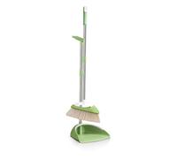 HHCTEBEC Set Scopa E Paletta con Manico Lungo, Scopa Verticale E Paletta per La Pulizia dei Pavimenti, per Uso Interno, Esterno, Garage, Cucina, Stanza, Ufficio, Hall