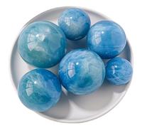 HHCTEBEC Sfera di Cristallo Acquamarina Naturale, Sfera di Vera Pietra preziosa Blu per chiarezza e Comunicazione, Pietra curativa Lucida per la Meditazione, bilanciamento dei Chakra Regalo,50MM
