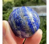 HHCTEBEC Sfera di Cristallo Curativa in Lapislazzuli Naturale, Sfera Divinatoria Fengshui con Supporto per Reiki, Meditazione, Bilanciamento Energetico, Decorazione per Casa E Ufficio,5~5.5cm
