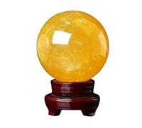 HHCTEBEC Sfera di Cristallo di Citrino Naturale, Sfera Cristallo Quarzo Curativo di Calcite Gialla Naturale, Scultura Pietre Preziose, Statuina per Decorazione di Chakra Reiki Fengshui,12cm