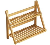 HHCTEBEC Supporto per Piante da Tavolo per Interni Scaffale per Piante da Interno a 2 Livelli, Supporto per Piante Piccole per Piante da Interno Multiplo, Espositore per Piante a Forma,Natural,30