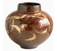 HHCTEBEC Vaso Rotondo Grande Rustico Rosso per centrotavola da Tavolo Aspetto Pietra terrosa, Decorazione centrotavola per Case Moderne e strutturate,19 * 19 * 18CM