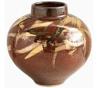 HHCTEBEC Vaso Rotondo Grande Rustico Rosso per centrotavola da Tavolo Aspetto Pietra terrosa, Decorazione centrotavola per Case Moderne e strutturate,16 * 16 * 16CM