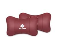 HHD_ABC Poggiatesta per Sedile Auto per Suzuki Ignis 2000-2008,Cuscino in Pelle PU,Cuscino Cervicale per Guida,Cuscino Auto Collo Pillow,Sostiene Il Collo e Allevia Il Dolore,Red