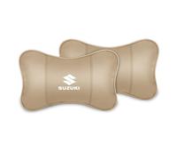 HHD_ABC Poggiatesta per Sedile Auto per Suzuki Splash 2008-2014,Cuscino in Pelle PU,Cuscino Cervicale per Guida,Cuscino Auto Collo Pillow,Sostiene Il Collo e Allevia Il Dolore, Beige