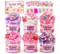 HHDESHSL Kit Slime per Bambini, 6 Barattoli da 60 ml con Butter Slime, Cloud Slime e Crystal Slime, Kit per Fare Slime DIY con 7 Accessori, Laboratorio Creativo, Regalo per Bambine e Bambini