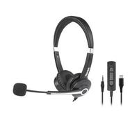 Hamlet Cuffie con filo, con Microfono, ideali per Ufficio / Call Center, Colore Nero - HHEADM-CJS